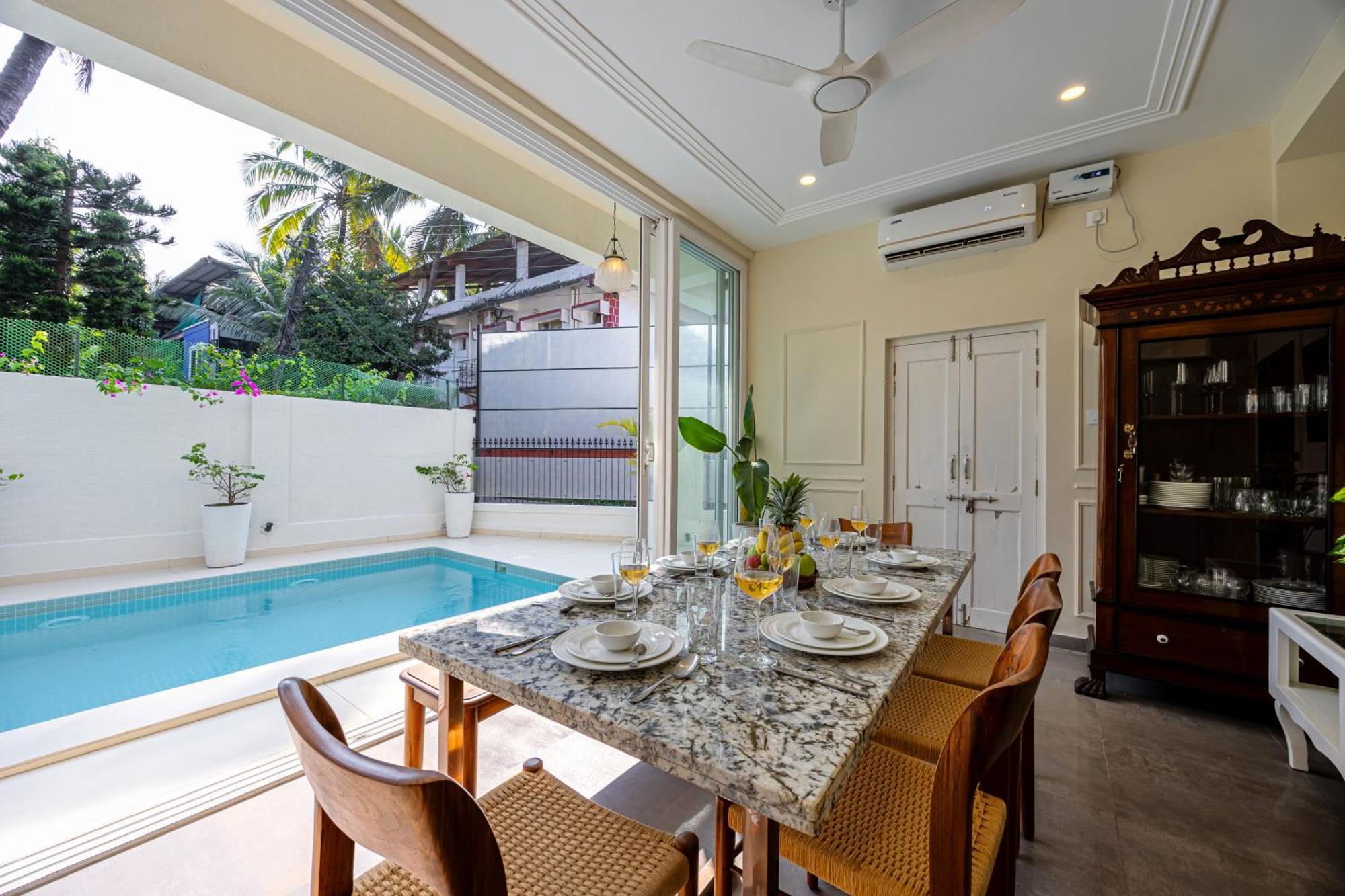 Elivaas 4 Bhk Villa Near Beach With Private Pool & Bar - Casa Boa Vida Candolim Eksteriør bilde